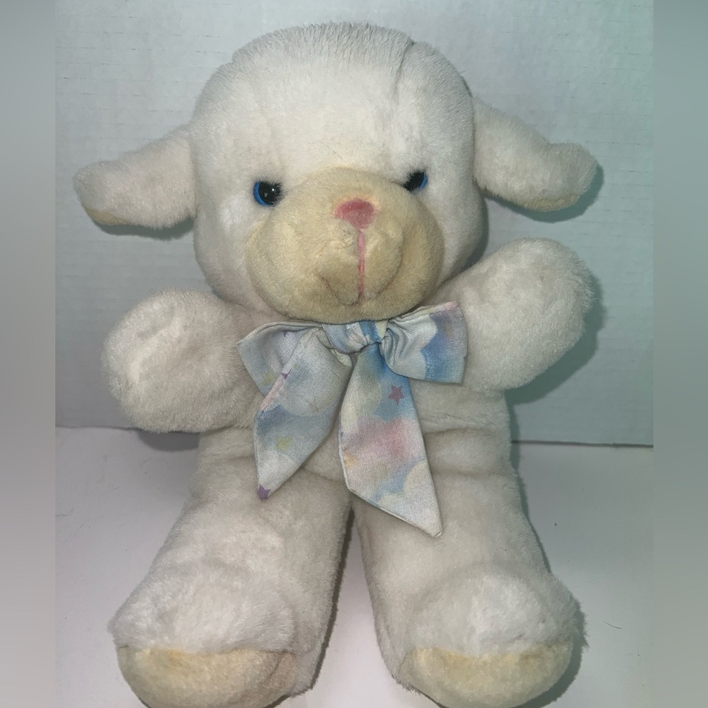 VINTAGE 1993 HAPPINESS AID TOY WELL MADE LAMB / SHEEP STUFFED ANIMAL PLUSH STAR